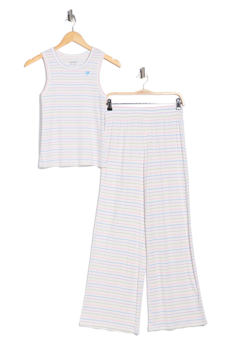 Stripe Long Pajamas, Alternate, color, MULTI STRIPE WHITE