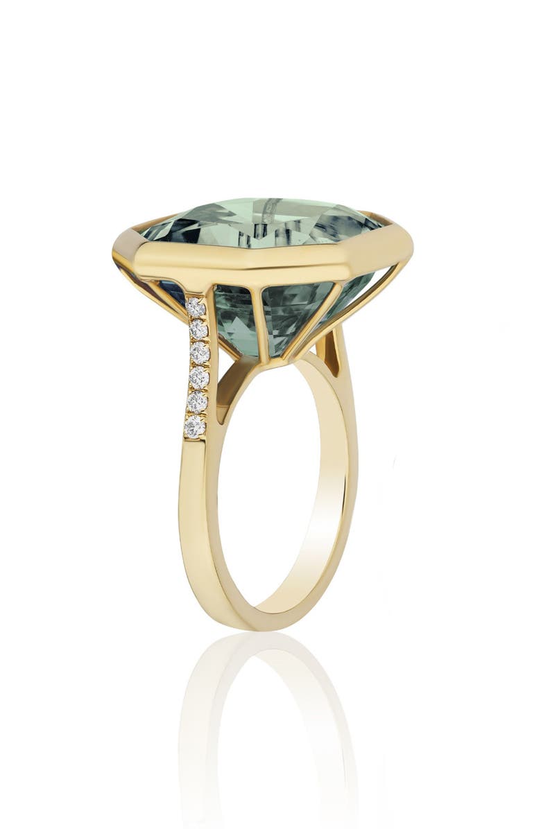 GOSHWARA Gossip Octagon Cut Stone & Pavé Diamond Ring, Alternate, color, Translucent Green