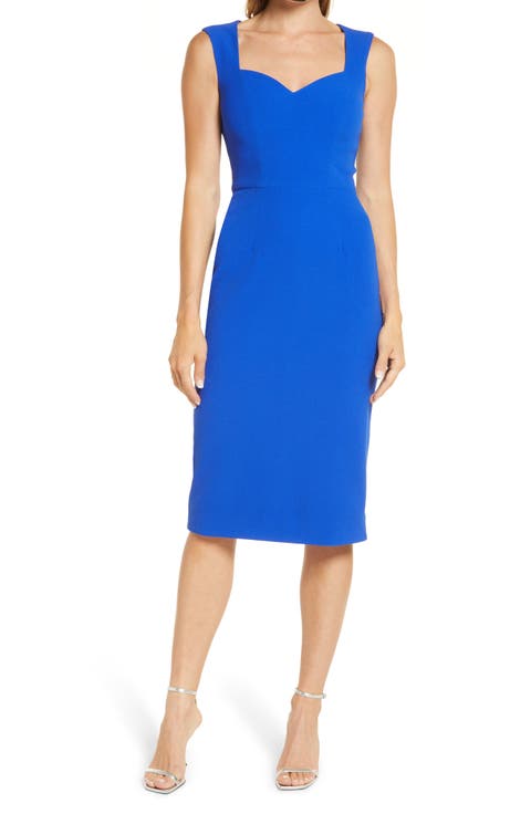 Elle Sweetheart Neck Sheath Midi Dress