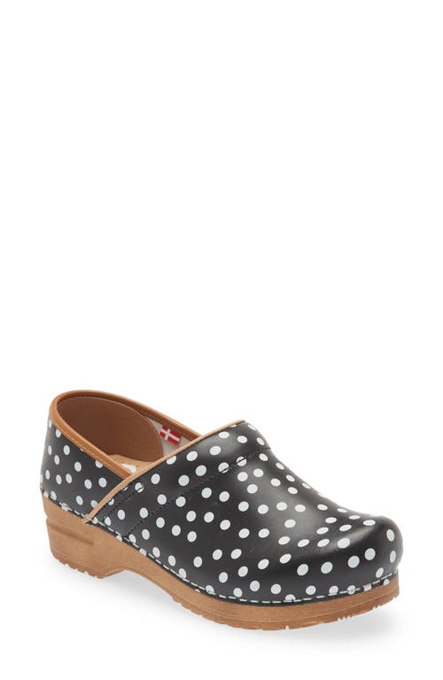 Sanita Roxbury Polka Dot Clog in Black