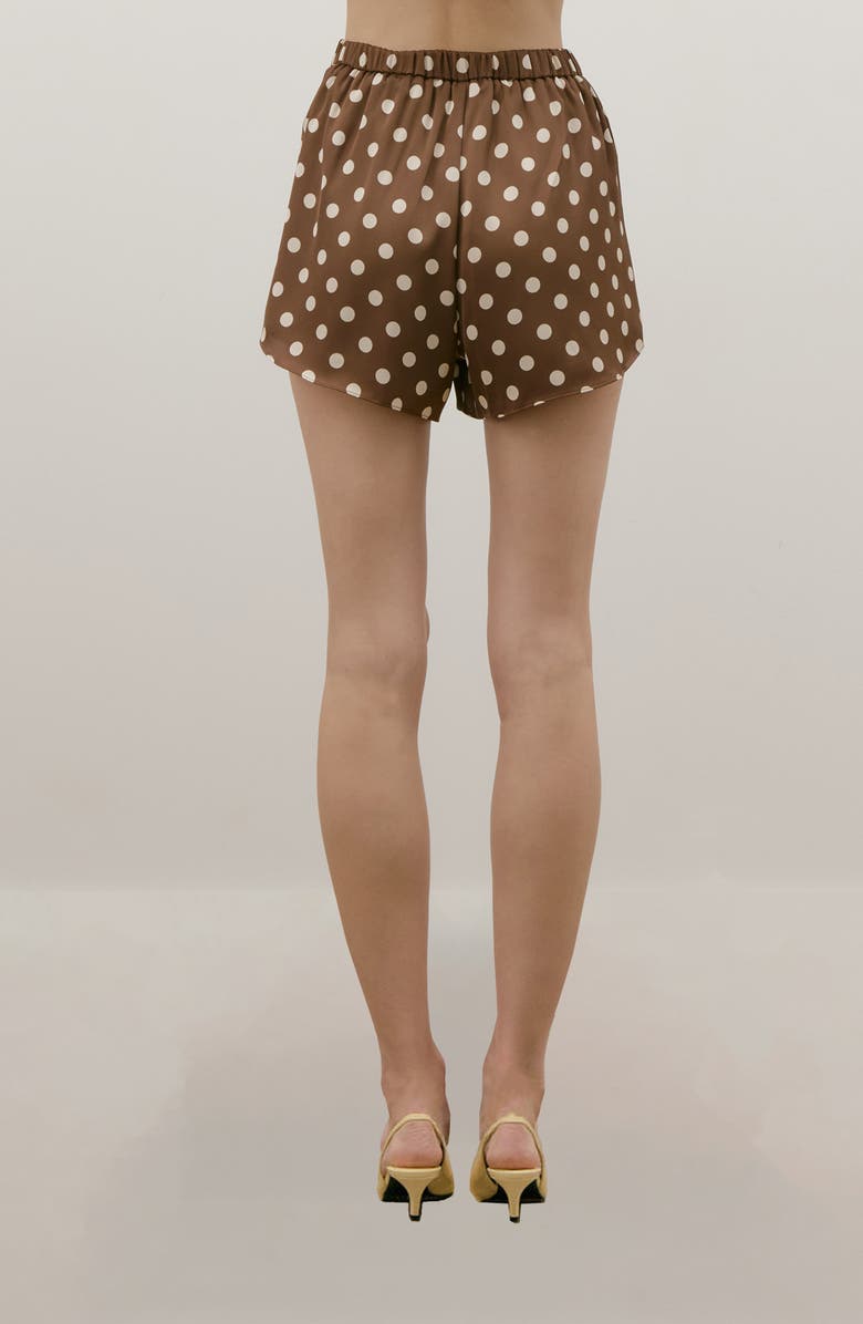 MAUDE CLUB Parker Polka Dot Shorts, Alternate, color, Brown Dots