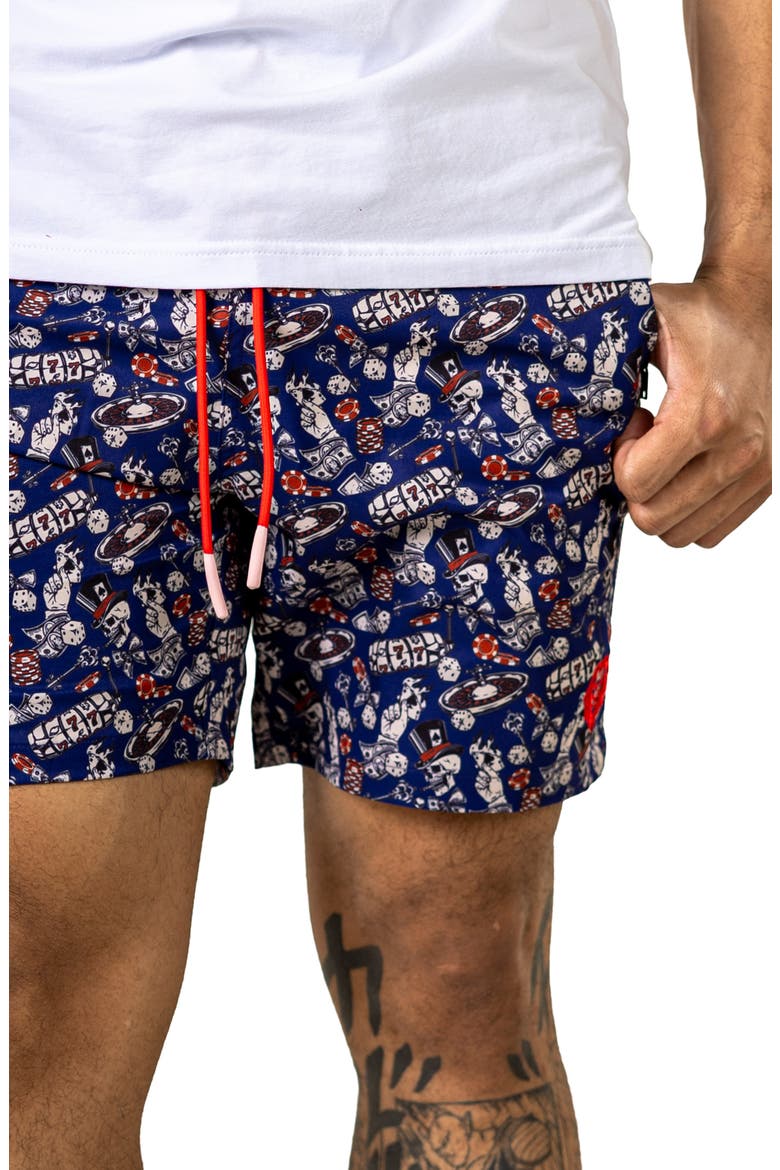 Swim Marthyr Print Swim Trunks, Alternate, color, BLACK