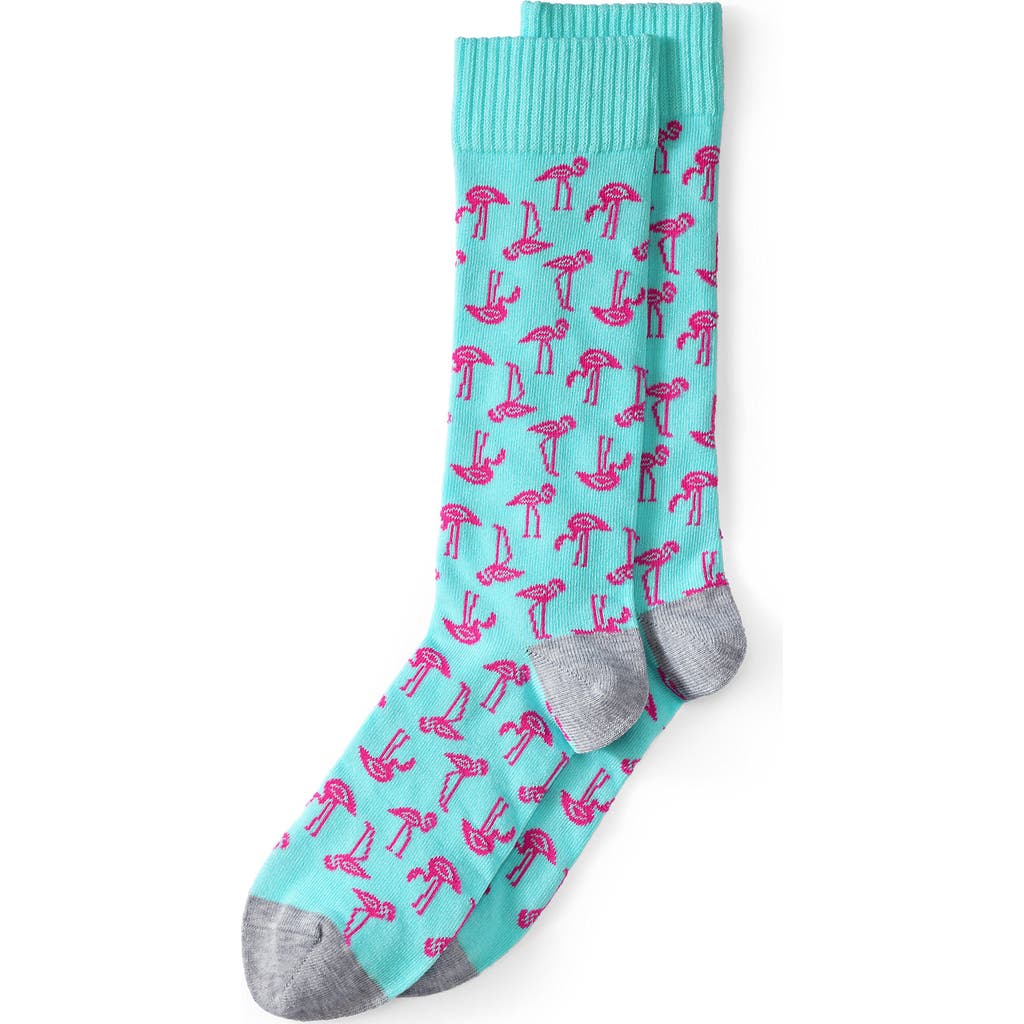 Lands' End Novelty Crew Socks In Flamingo