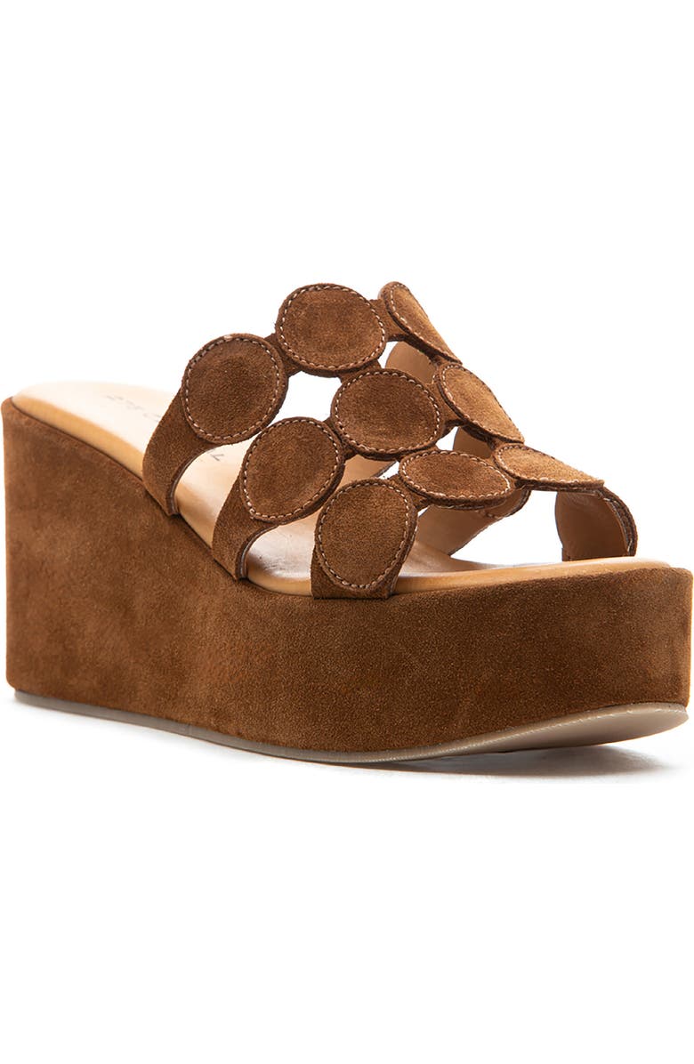 275 Central Shammy Platform Wedge Slide Sandal, Main, color, Brown