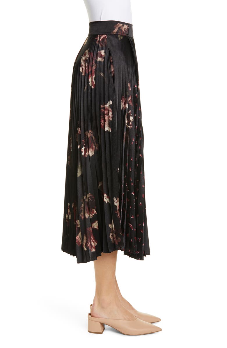 Vince Mixed Tulip Print Pleated Midi Skirt, Alternate, color,