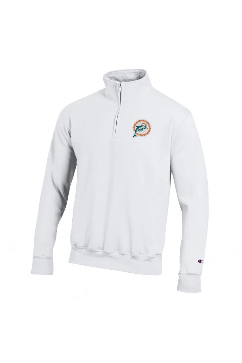 Men's Champion White Miami Dolphins Powerblend Quarter-Zip Pullover, Alternate, color, White