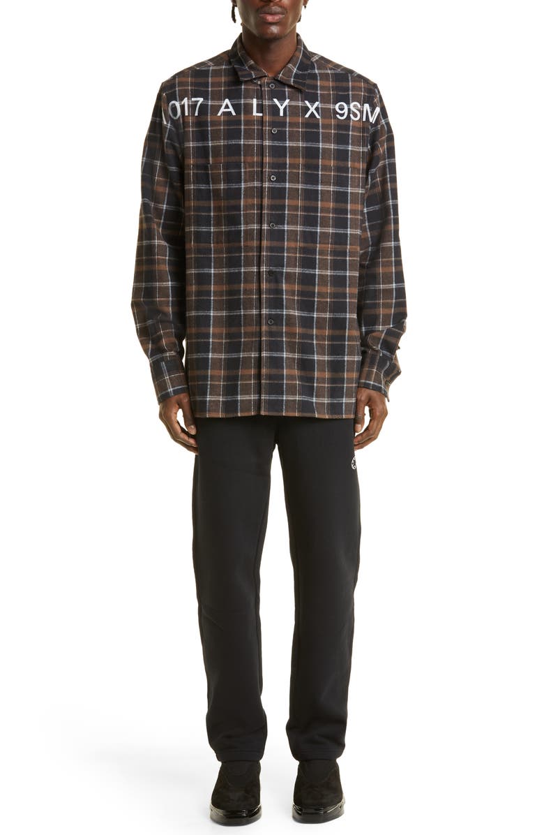 1017 ALYX 9SM Men's Embroidered Logo Plaid Camp Shirt, Alternate, color,