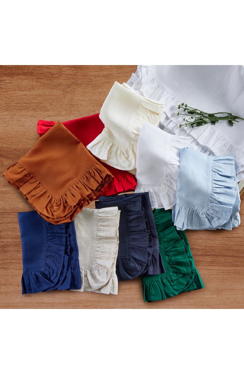 Solino Home Linen Dinner Napkins - Gabrielle Ruffle, 20" x 20", Alternate, color, Black