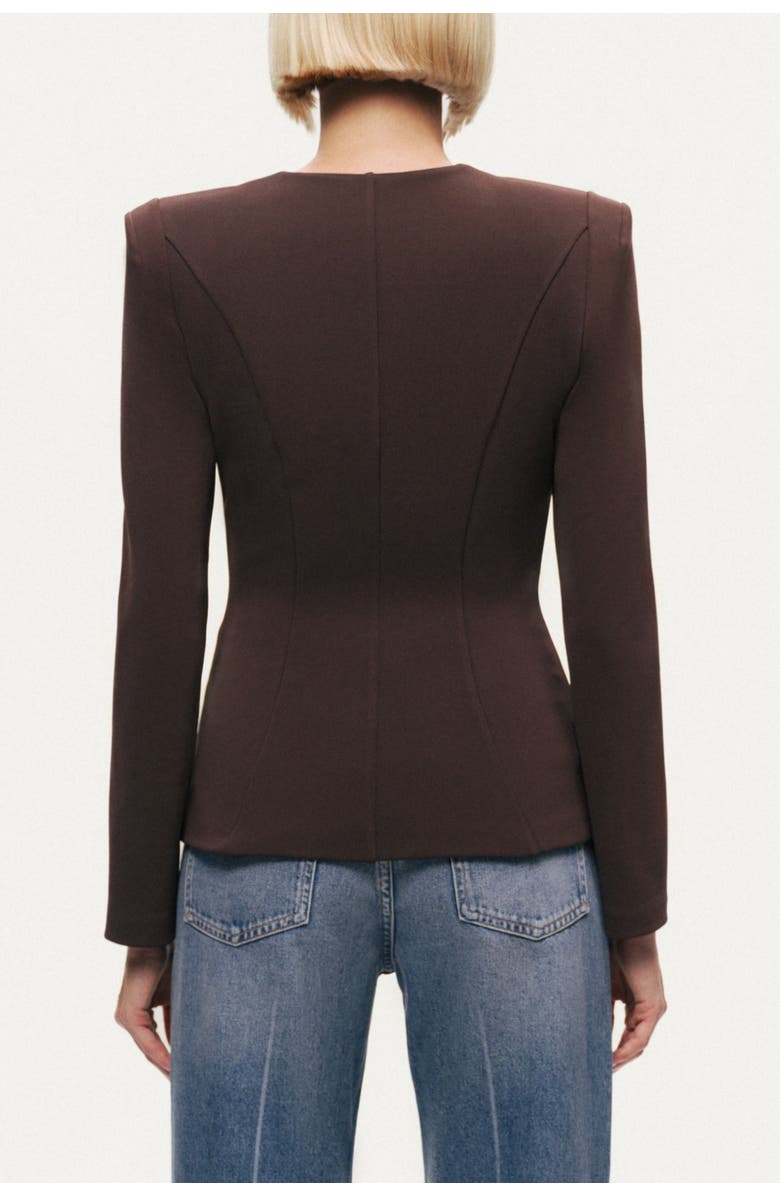 Nocturne Zip-Front Structured Top, Alternate, color, Brown