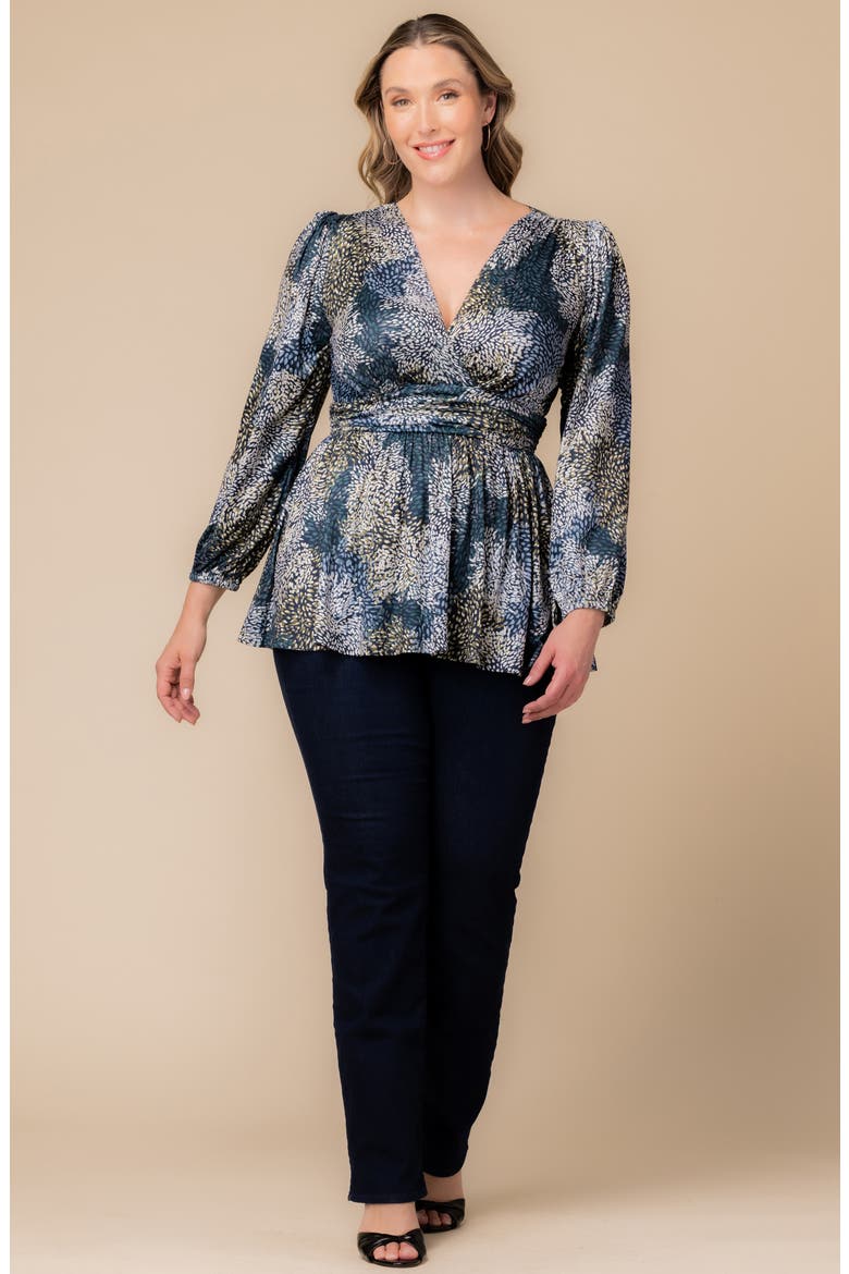 Leah Gathered Top, Alternate, color, BLUE MULTI