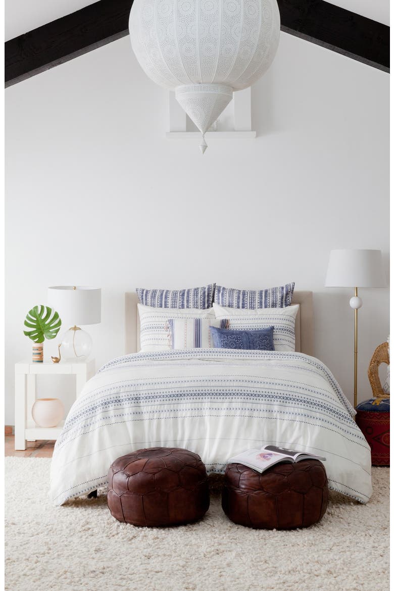 'Indigo Stripe' Washed Cotton Canvas Pillow, Alternate, color, BLUE