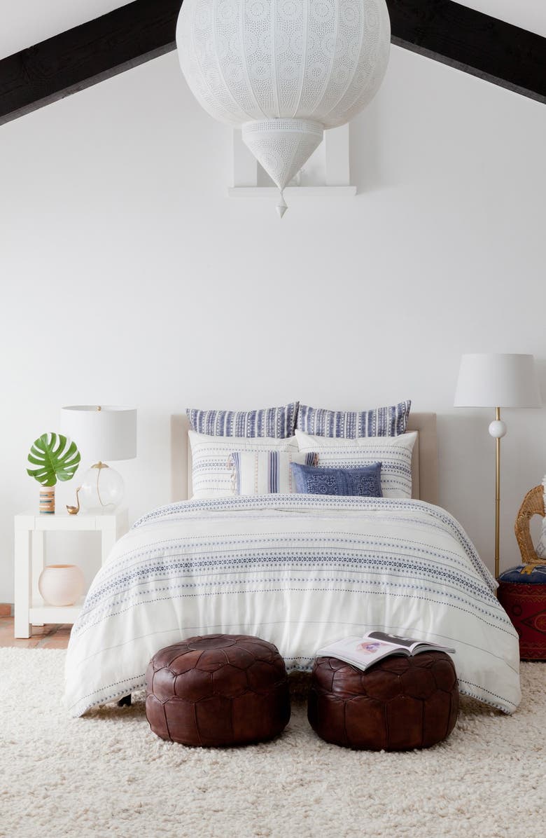 cupcakes and cashmere 'Indigo Stripe' Washed Cotton Canvas Pillow, Alternate, color, 