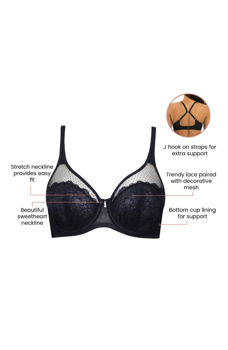 Parfait Luxlacy Full Coverage Unlined Wire Bra, Alternate, color, Black