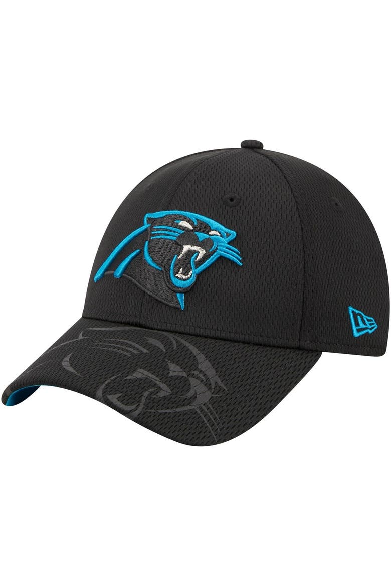 Men's New Era Black Carolina Panthers Top Visor 9FORTY Adjustable Hat, Main, color, Black