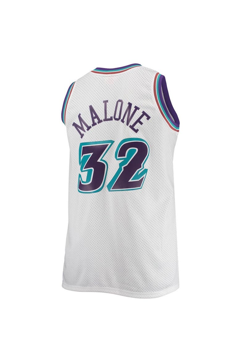 Men's Mitchell & Ness Karl Malone White Utah Jazz 1996/97 Big & Tall Hardwood Classics Swingman Jersey, Alternate, color, White