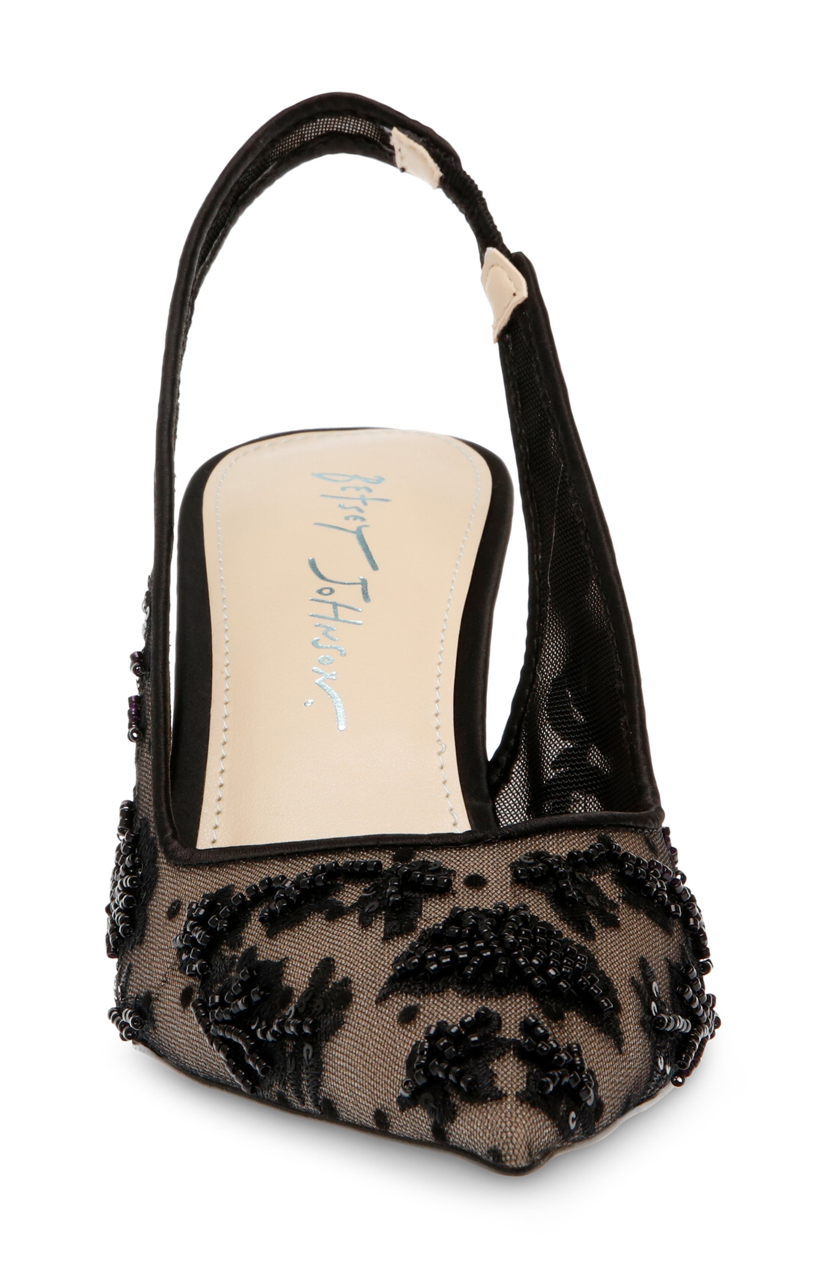 Betsey Johnson Nikki Pointed Toe Slingback Pump, Alternate, color, Black