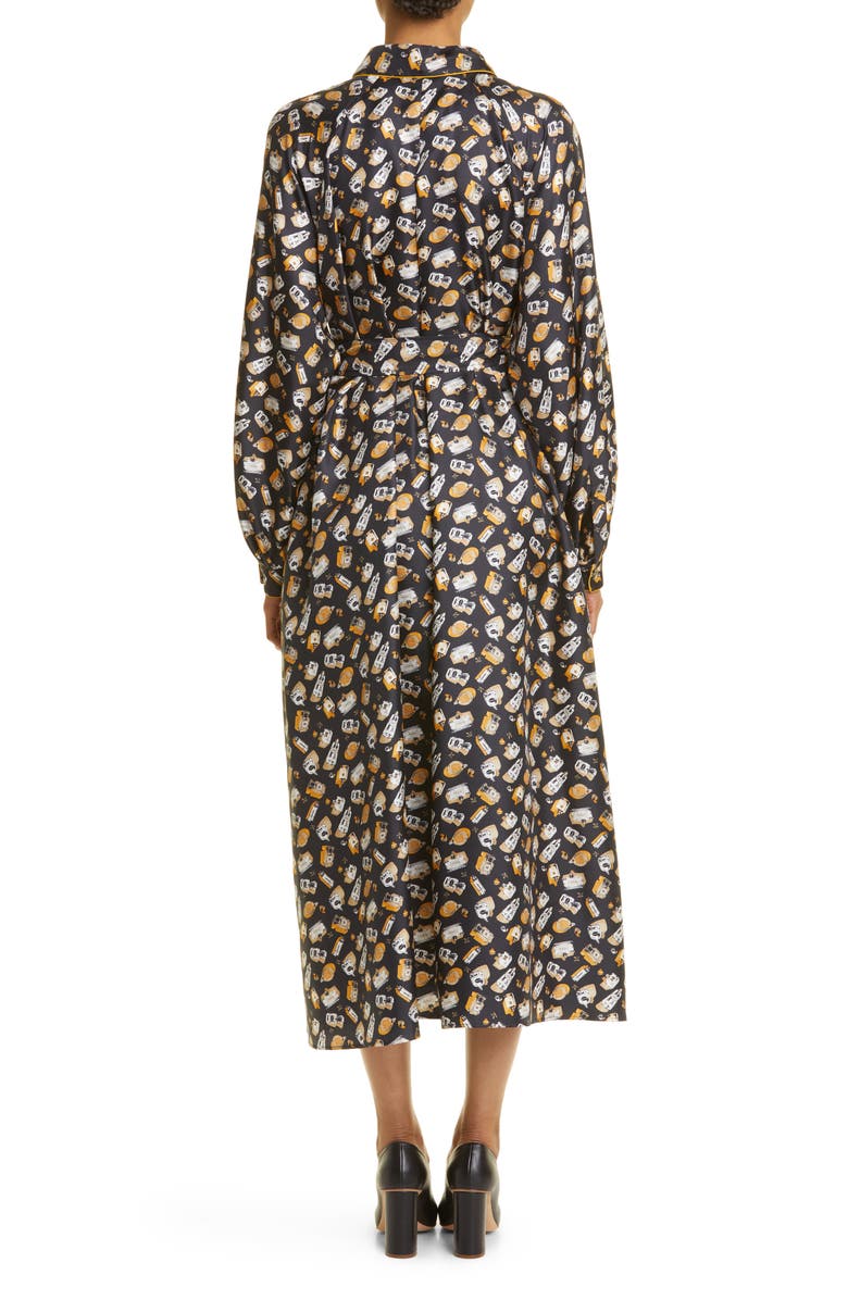 Max Mara Rimmel Perfume Bottle Print Long Sleeve Silk Shirtdress, Alternate, color, 