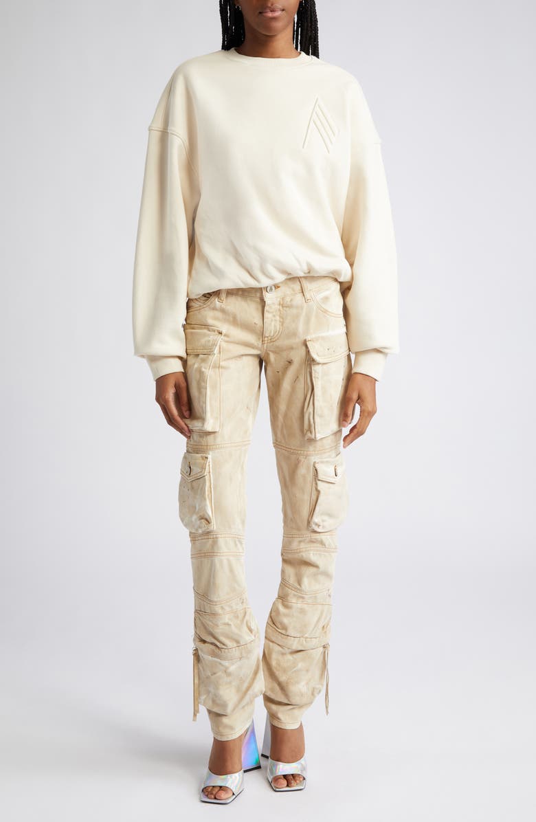 The Attico Essie Low Rise Denim Cargo Pants, Alternate, color,