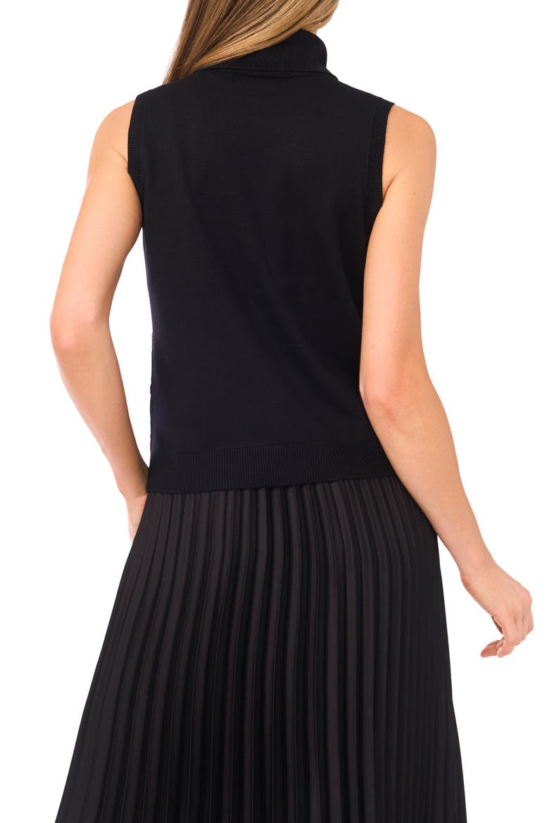 Sequin Turtleneck Sleeveless Sweater, Alternate, color, RICH BLACK