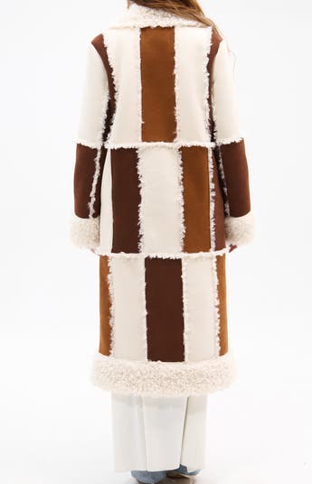 Telluride Longline Patchwork Coat with Faux Fur Collar