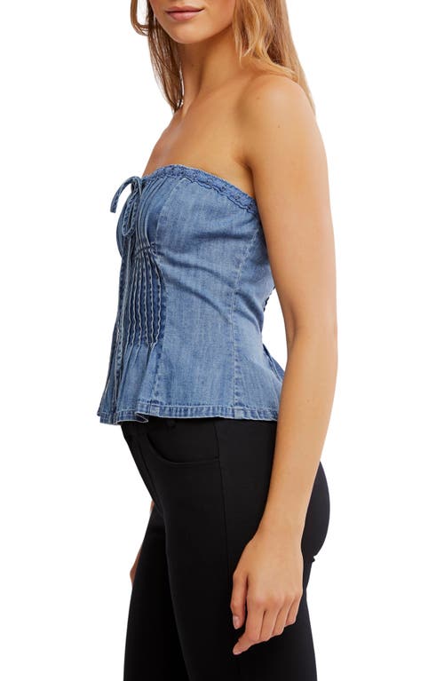 Shop Free People Wink Wink Denim Strapless Top In Medium Wash
