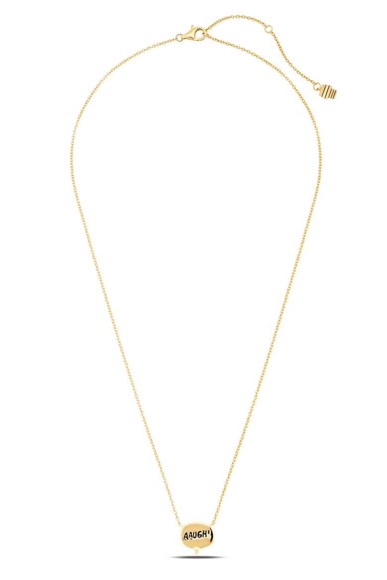 x Peanuts® AAUGH! Thought Bubble Pendant Necklace, Alternate, color, 18KT YELLOW GOLD / CLEAR STONE