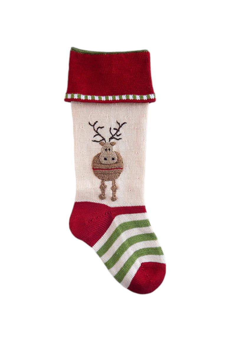 Round Reindeer Stocking, Main, color, Red