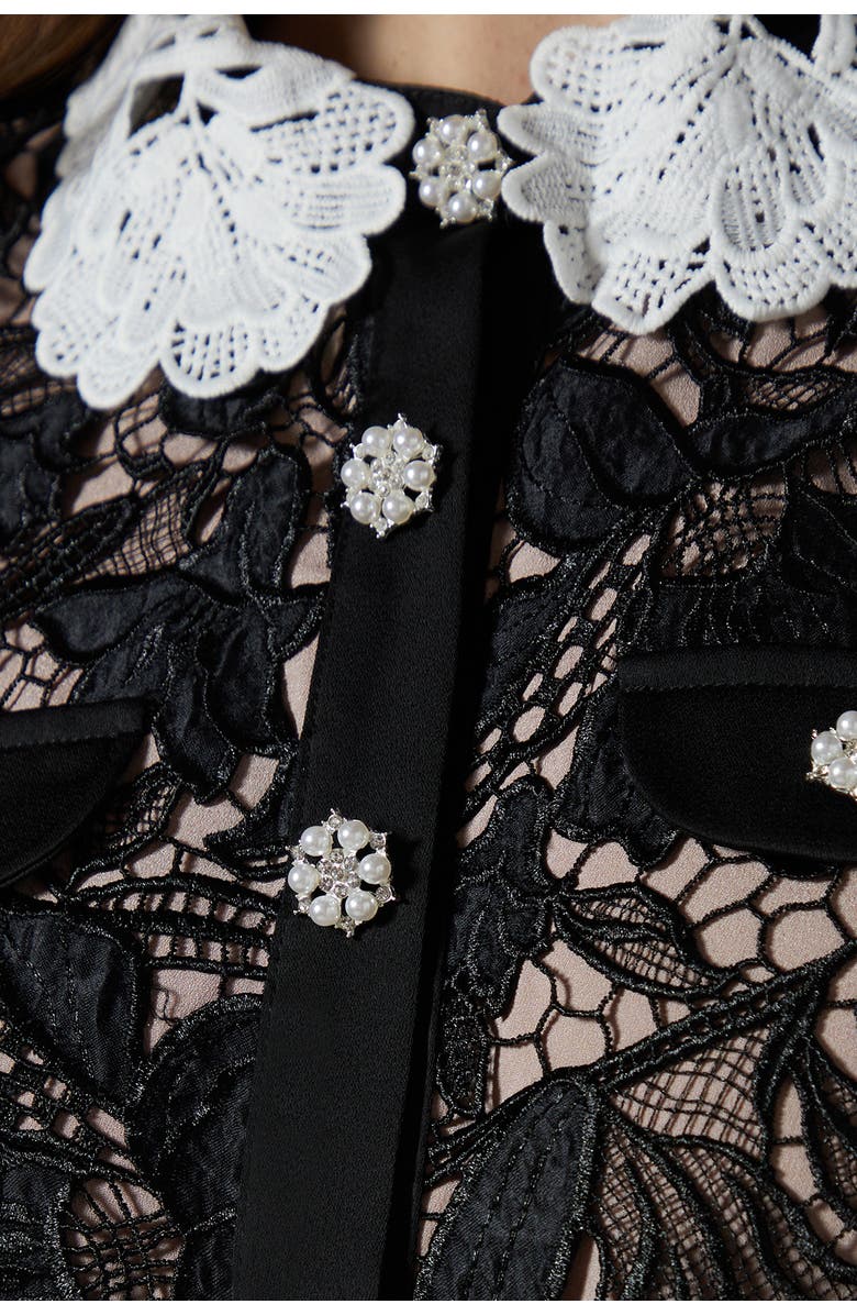 Coast Short Sleeve Lace Shirt Dress, Alternate, color, Black