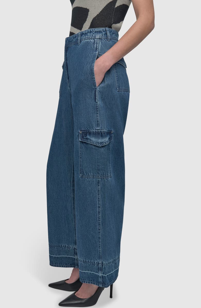 DKNY Release Hem Wide Leg Cargo Jeans, Alternate, color,