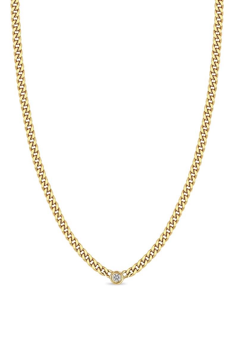 Floating Diamond Curb Chain Necklace, Main, color, YELLOW GOLD
