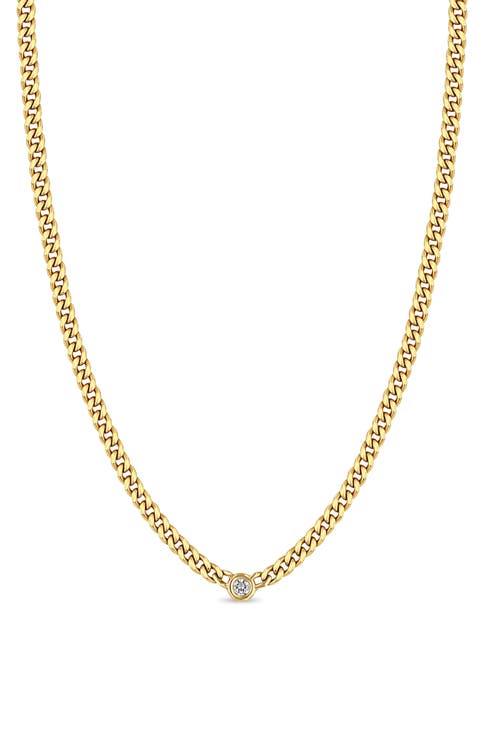 Floating Diamond Curb Chain Necklace