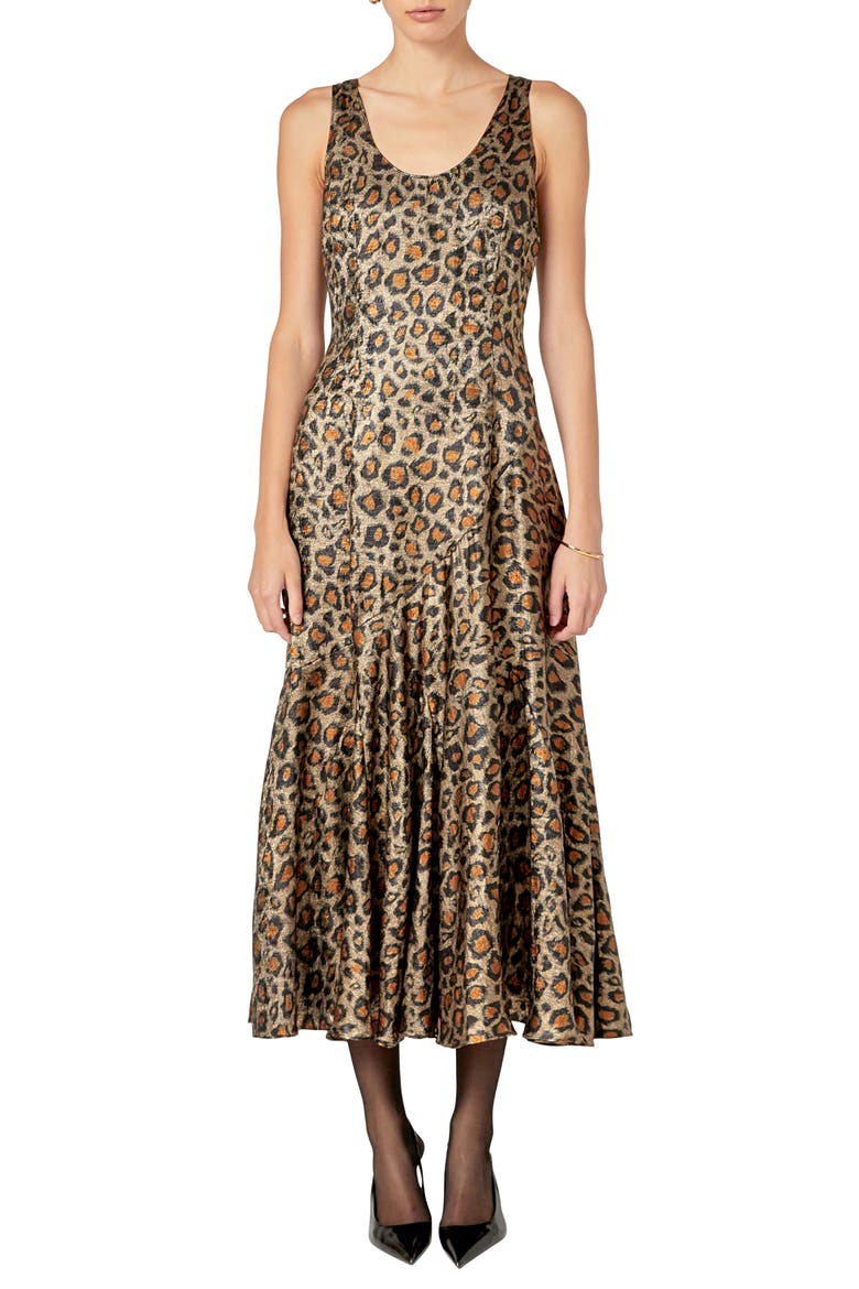 Leopard Print Ruffle Hem Dress, Main, color, ANIMAL PRINT
