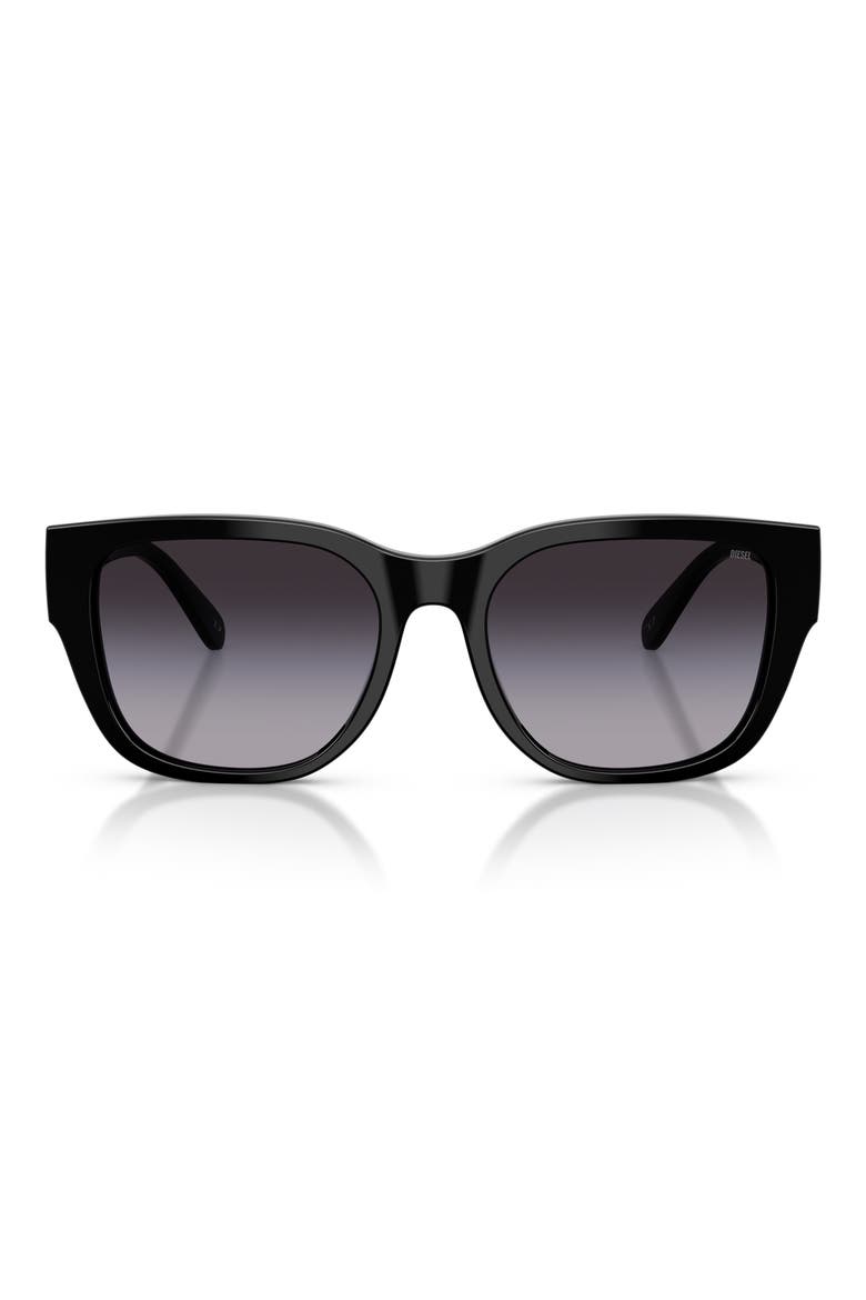 56mm Square Sunglasses, Main, color, SHINY BLACK / GREY GRADIENT