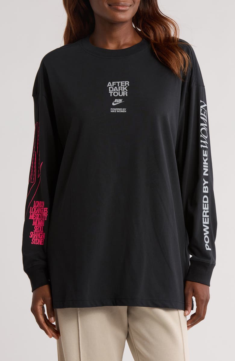 Nike After Dark Tour Oversized Long-Sleeve Graphic T-Shirt, Main, color, 