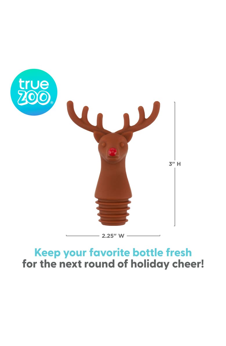 TrueZoo Reindeer Bottle Stopper, Alternate, color, Brown