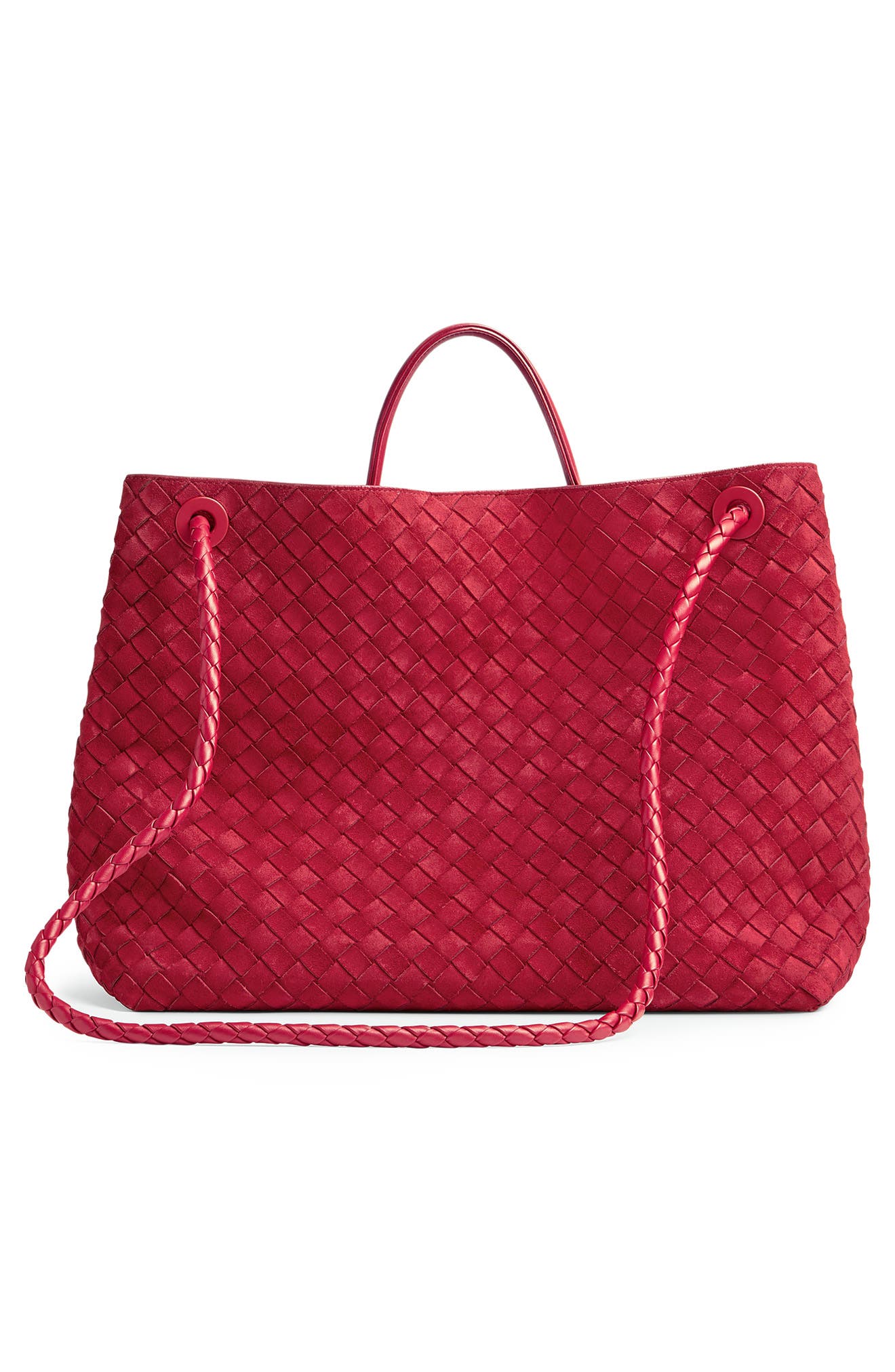 Large Andiamo Intrecciato Suede Tote, Alternate, color, NEW APPLE CANDY