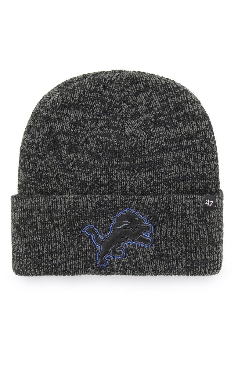 '47 Men's '47 Heathered Black Detroit Lions Brain Freeze Tonal Cuffed Knit Hat, Main, color, 