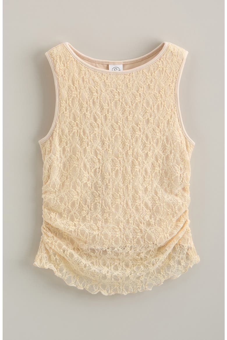Kids' Ruched Stretch Lace Tank, Main, color, BEIGE ANGORA