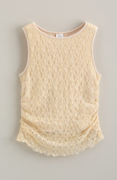 Kids' Ruched Stretch Lace Tank