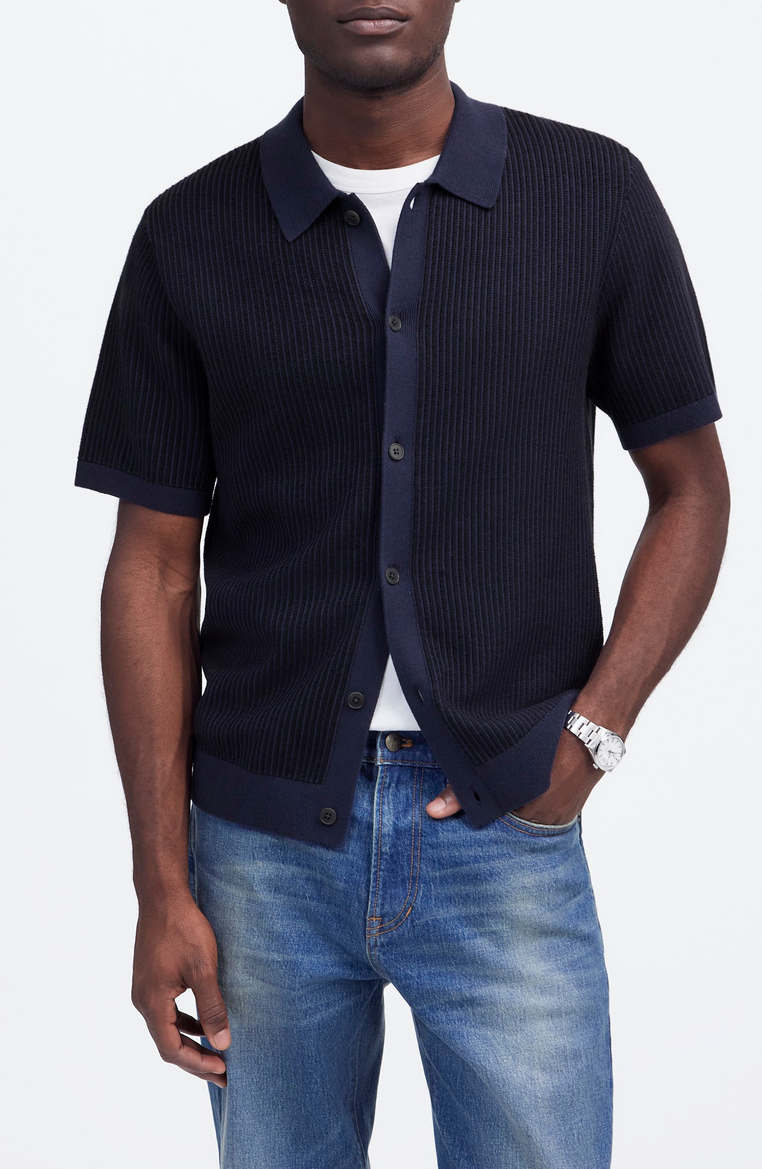 Madewell Tuck Stitch Short Sleeve Button-Up Shirt