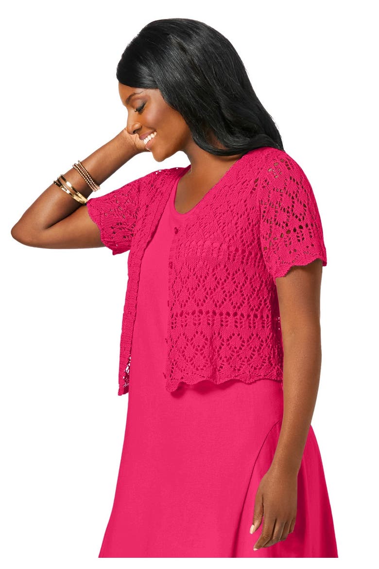 Crochet Shrug, Alternate, color, PINK BURST