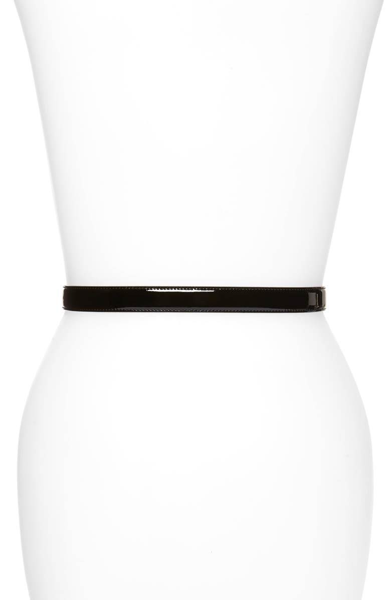 Saint Laurent YSL Monogram Patent Leather Belt, Alternate, color, 