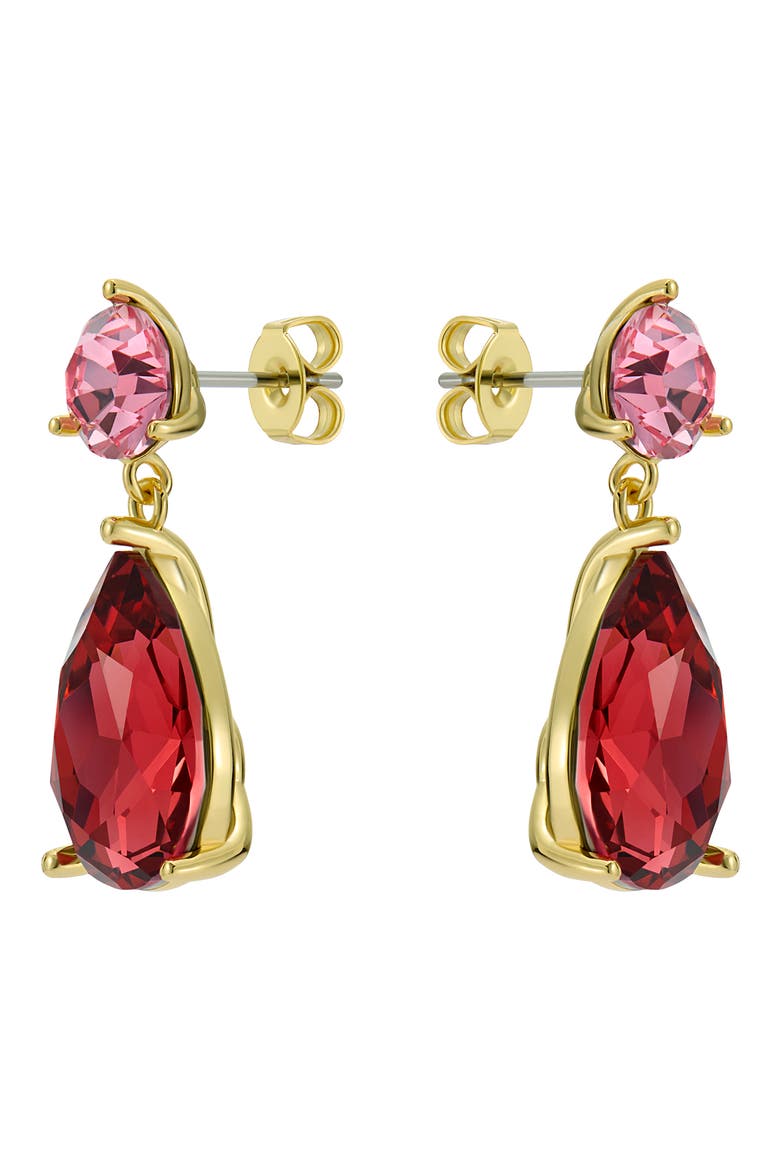 Teaire Crystal Drop Earrings, Alternate, color, GOLD TONE / PINK MULTI CRYSTAL