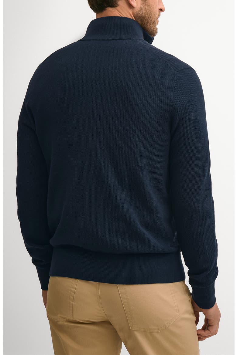 Supima Cotton Pique Quarter Zip Sweater, Alternate, color, NAVY