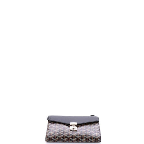 Pre-owned Goyard Goyard Chypre Wallet On Strap Coated Canvas With Leather In Black