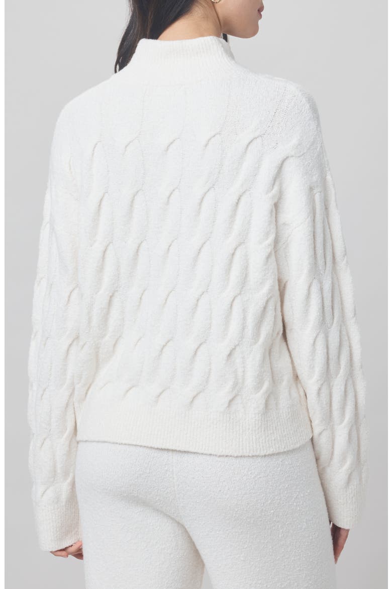 x @cellajaneblog Cable Half Placket Sweater, Alternate, color, SNOW