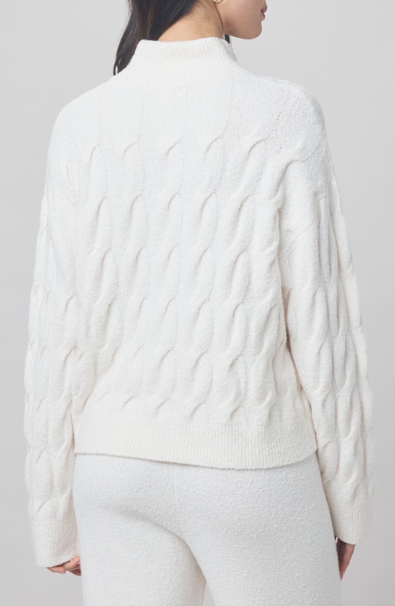 Splendid x @cellajaneblog Cable Half Placket Sweater, Alternate, color, Snow