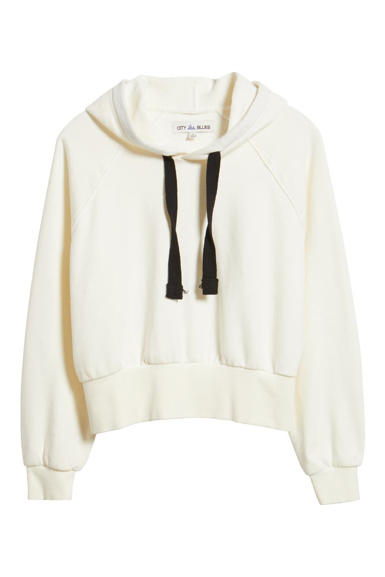 Crop Cotton Hoodie, Alternate, color, IVORY