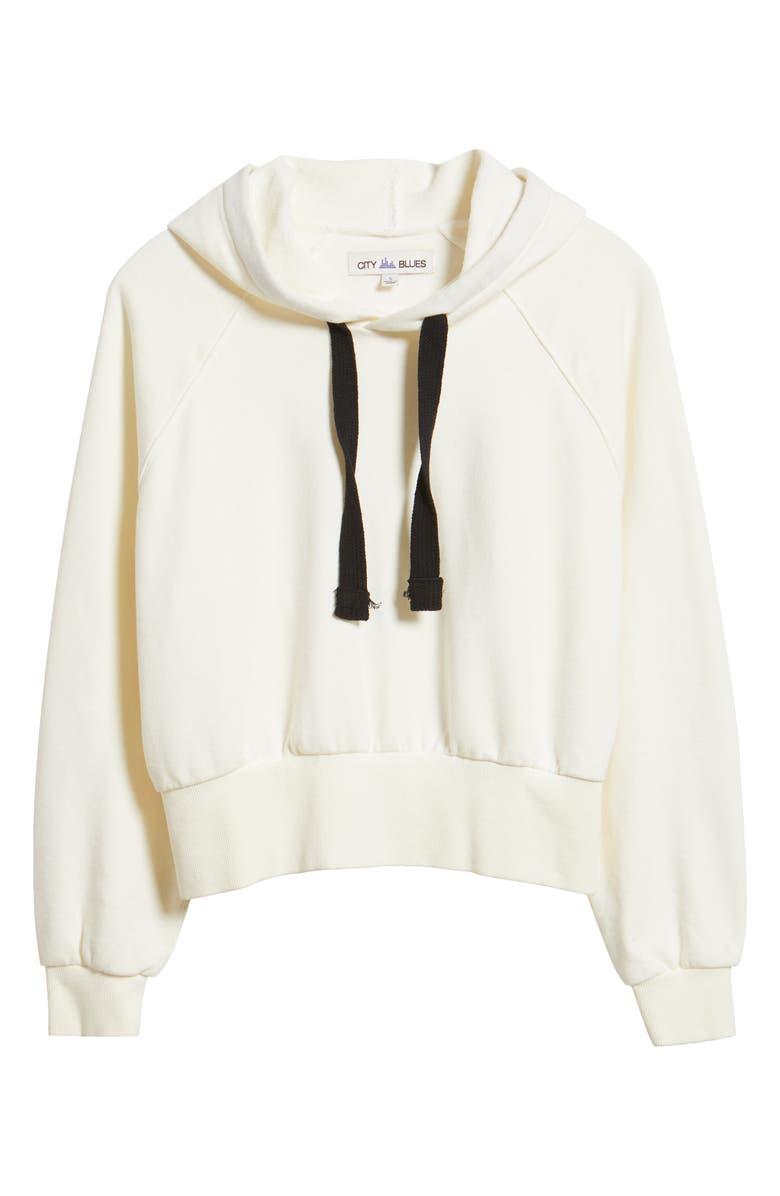 CITY BLUES Crop Cotton Hoodie, Alternate, color, Ivory