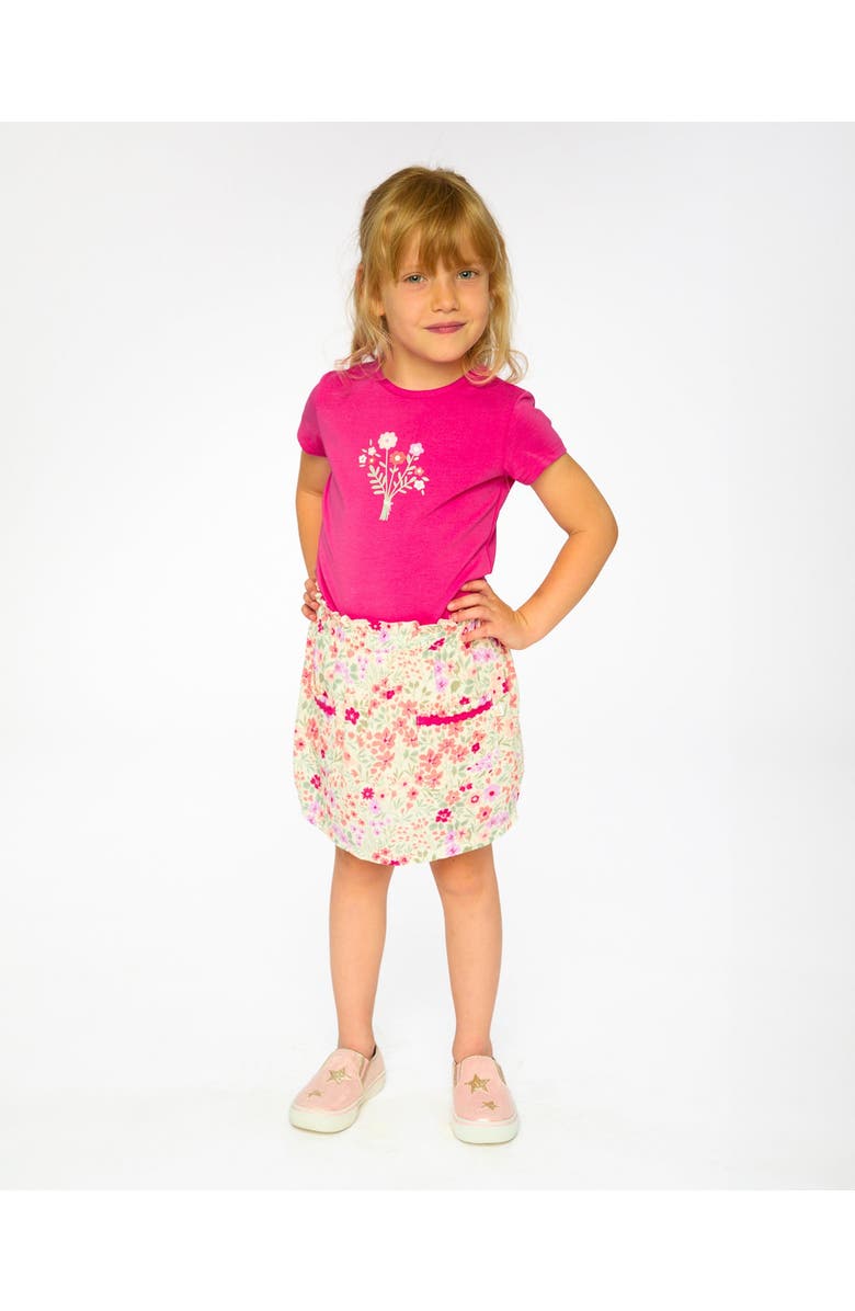 Deux par Deux Muslin Flared Printed Flowers Skort, Alternate, color, Off White Printed Flowers